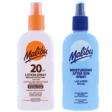 Malibu Malibu spf20 vodootporni sprej 200ml + balzam u spreju nakon sunčanja 200ml