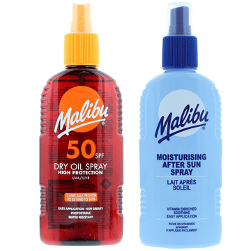 Malibu Malibu SPF50 ulje za brončanje 200ml + balzam u spreju za poslije sunčanja 200ml