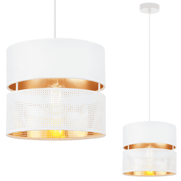 GH ASTI DUO BIJELA VISEĆA LAMPA 1-RAVNA BIJELO-ZLATNA ABAŽURA TS 20 CM