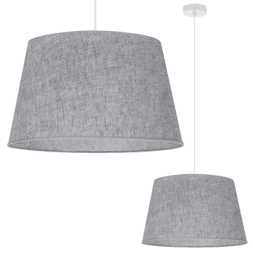 GH VISEĆA LAMPA, LANENI STOŽAC, BIJELA, 1-RAVNA, SIVI ABAŽUR L04 44CM