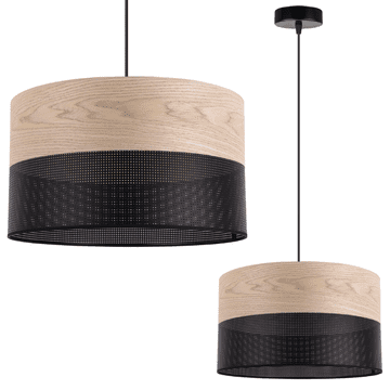 Viseća lampa s abažurom od hrastovog furnira, klasična, 35 cm