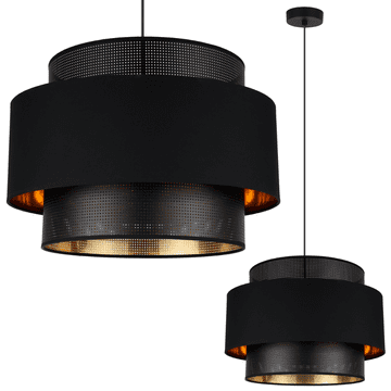 Viseća lampa ASTI TRIO crno-zlatna 45CM mreža-tkanina