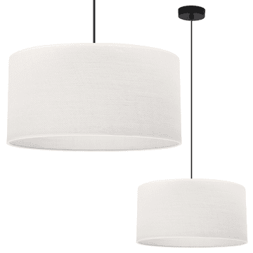 Visuća lampa juta crna, abažur bijeli 35 cm E27