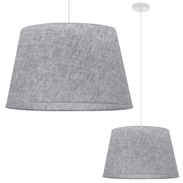 GH VISEĆA LAMPA, LANENI STOŽAC, BIJELA, 1-RAVNA, SIVI ABAŽUR L03 44CM