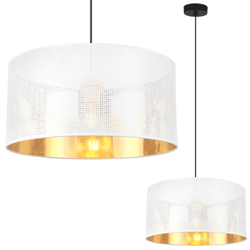 GH ASTI CRNA VISEĆA LAMPA 1-RAVNA BIJELO-ZLATNA SJAJNA 40 CM