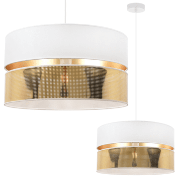 Viseća lampa ASTI DUO bijela, 1-plafonska, abažur bijelo-zlatni, T-S 40 cm