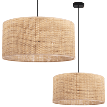 GH CRNA VISEĆA LAMPA OD RATANA S 1 RAVNIM SJAJEM OD RATANA 45 CM