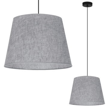 Viseća svjetiljka LEN stožac crna, 1-pl sivi abažur L04 38CM