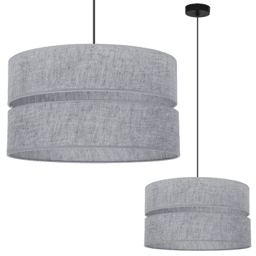 Lampa visilica LEN DUO crna, 1-p, abažur sivi, L04 40cm