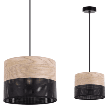 Viseća lampa pojedinačna sa sjenilom, furnir hrast, klasična, 20cm