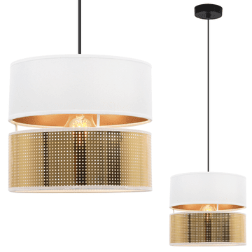 GH ASTI DUO CRNA VISEĆA LAMPA 1-RAVNA BIJELO-ZLATNA ABAŽURA TS 20CM