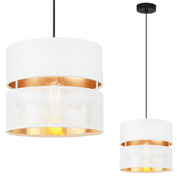 GH ASTI DUO CRNA VISEĆA LAMPA 1-RAVNA BIJELO-ZLATNA ABAŽURA TS 20CM
