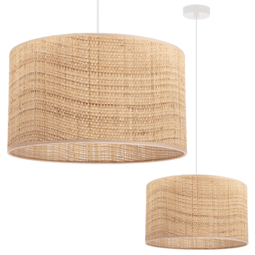 GH BIJELA VISEĆA LAMPA OD RATANA S 1 RAVNIM SJAJEM OD RATANA 35 CM