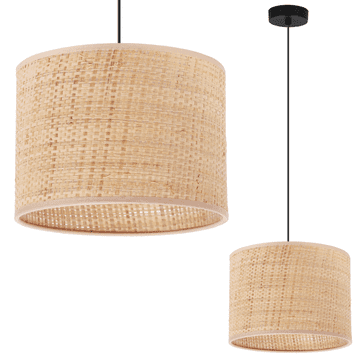 GH CRNA VISEĆA LAMPA OD RATANA S 1 RAVNIM SJAJEM OD RATANA 20 CM