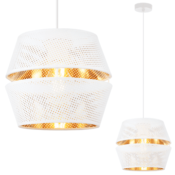 GH ASTI DUO BARRELL VISEĆA LAMPA BIJELA 1-KOM BIJELO-ZLATNI ABAŽUR SS