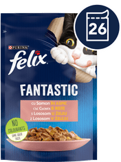 Felix Fantastična mokra hrana za mačke, losos u želeu, 26x85g