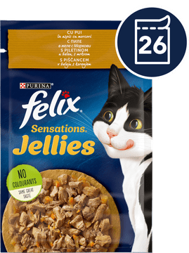 Felix Fantastična mokra hrana za mačke, piletina s mrkvom u želeu, 26x85g