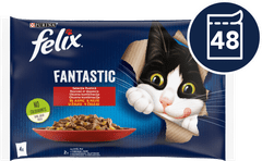 Felix Fantastic mokra hrana za mačke, govedina i piletina u želeu, 48x85g