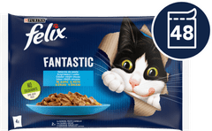 Felix Fantastična mokra hrana za mačke, losos i riba list u želeu, 48x85g