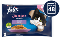 Felix Fantastic mokra hrana za mačke za juniore, piletina i losos u želeu, 48x85g
