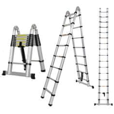 MXM 2u1 teleskopske dvoručne ljestve / sa zglobom - 5 m, aluminijske
