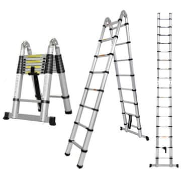 MXM 2u1 teleskopske dvoručne ljestve / sa zglobom - 5 m, aluminijske