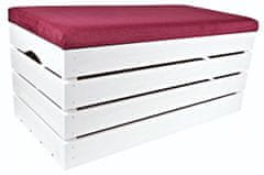 BE KOMODA S PUFOM, borovina, sjedalo 80 cm, BOJANA U BIJELO - 50 uzoraka