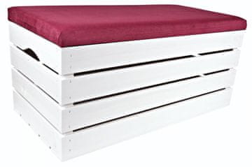 BE KOMODA S PUFOM, borovina, sjedalo 80 cm, BOJANA U BIJELO - 50 uzoraka