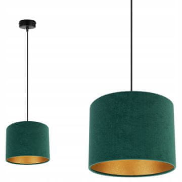 Elegantna viseća lampa, zlatni abažur, velur, izbor