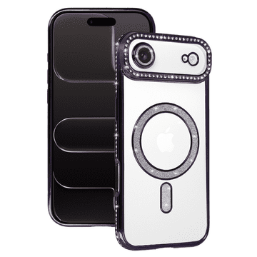 Onasi Silikonska maskica Luxury MagSafe za iPhone 17 Air - prozorno vijola s bleščicama