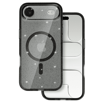 Onasi Silikonska maskica Glitter MagSafe za iPhone 17 Air - prozorno crna s bleščicama