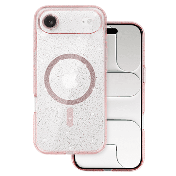 Onasi Silikonska maskica Glitter MagSafe za iPhone 17 Air - prozorno roza s bleščicama