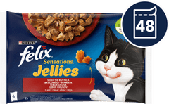 Felix Sensations mokra hrana za mačke, piletina i govedina s povrćem u želeu, 48x85g