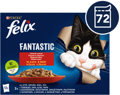Fantastična mokra hrana za mačke, govedina, piletina, zec i janjetina, u želeu 6*12x85g (72x85g)