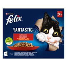 Felix hrana za mačke Fantastic piletina, govedina, zec, janjetina u želeu, 96 x 85 g