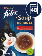 Felix Soup za mačke, govedina, piletina i janjetina, 8x(6x48g)
