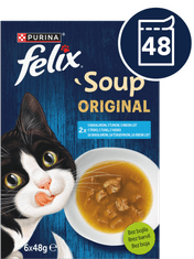 Felix Soup za mačke, bakalar, tuna, morski list, 8x (6x48g)