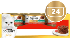 Gourmet Hrana za mačke Gold Savoury Cake, komadići govedine, 24x85g