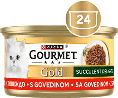 Gourmet Gold Succulent Delights hrana za mačke, govedina, 24x85g