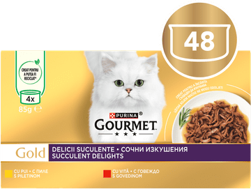 Gourmet Zlatna hrana za sukulente za mačke, piletina i govedina