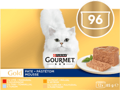 Gourmet Gold pašteta za mačke, govedina, puretina, jetra i tuna, 8 x (12 x 85 g)