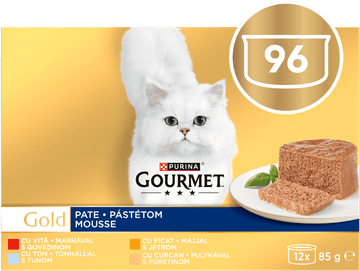 Gourmet Gold pašteta za mačke, govedina, puretina, jetra i tuna, 8 x (12 x 85 g)
