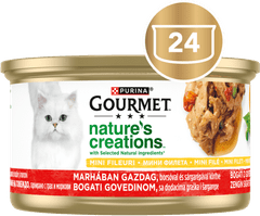 Gourmet Natures Creations mokra hrana za mačke, govedina s graškom i mrkvom, 24 x 85 g