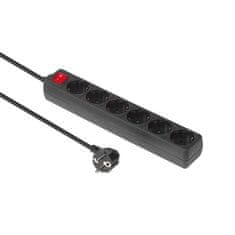 MicroConnect 6-way Schuko razvodnik on/off prekidač 5M crni