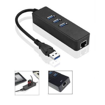 MicroConnect USB 3.2 Gen 1 HUB s Gigabit Ethernetom