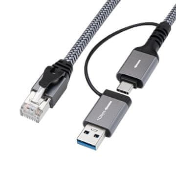 MicroConnect CAT6 FTP na USB A-C adapter kabel, 1 meter