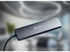Sandberg USB-C razdjelnik 8K, 6-u-1 2x USB-A, 1x HDMI, 1x DP, 1x PD