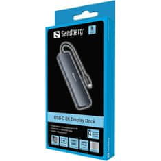 Sandberg USB-C razdjelnik 8K, 6-u-1 2x USB-A, 1x HDMI, 1x DP, 1x PD
