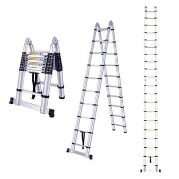MXM 2u1 teleskopske ljestve sa zglobom - 8 m, aluminijske
