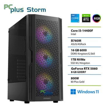 PCplus Storm Core i5-14400F 16GB 1TB SSD RTX 5060 8GB Windows 11 Home gaming stolno računalo